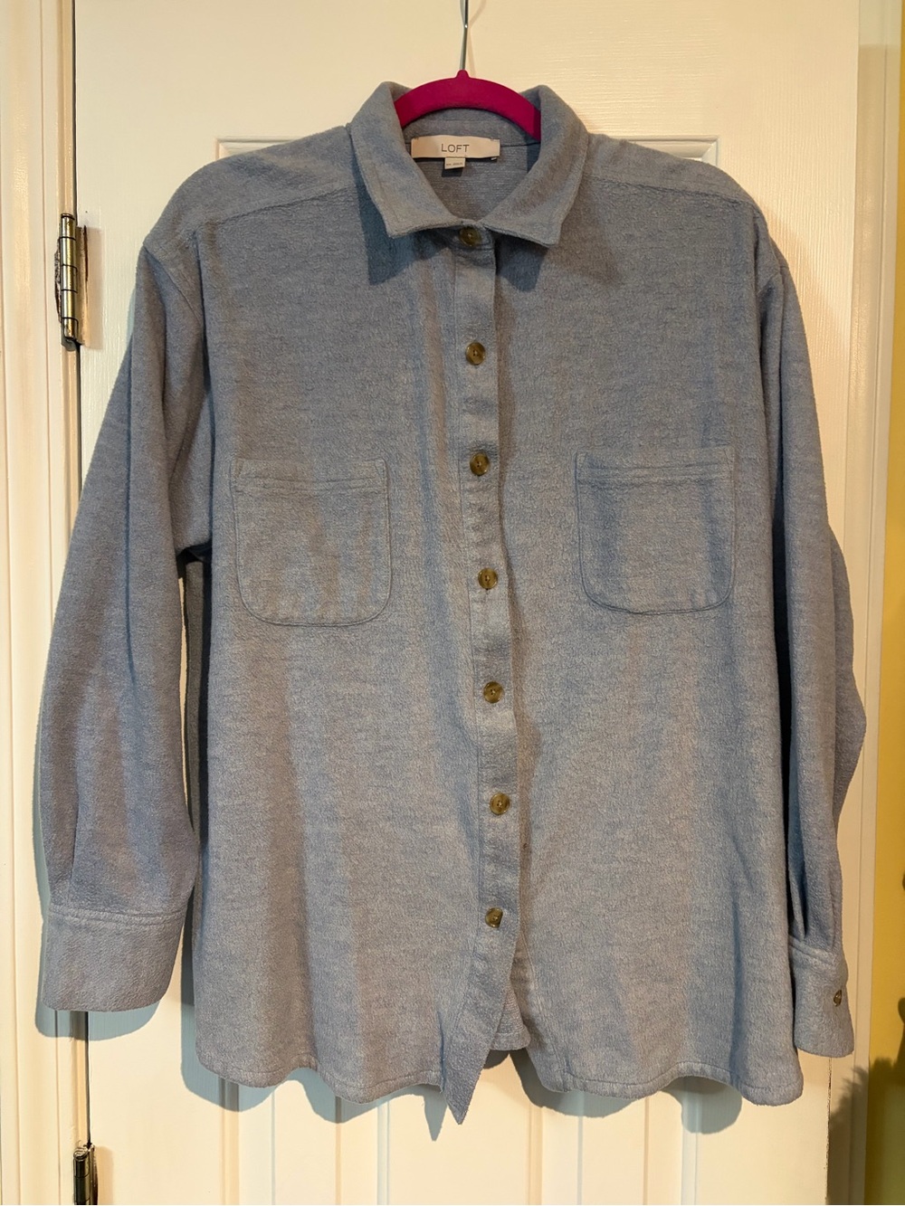 LOFT Blue Grey Button-Up Shacket